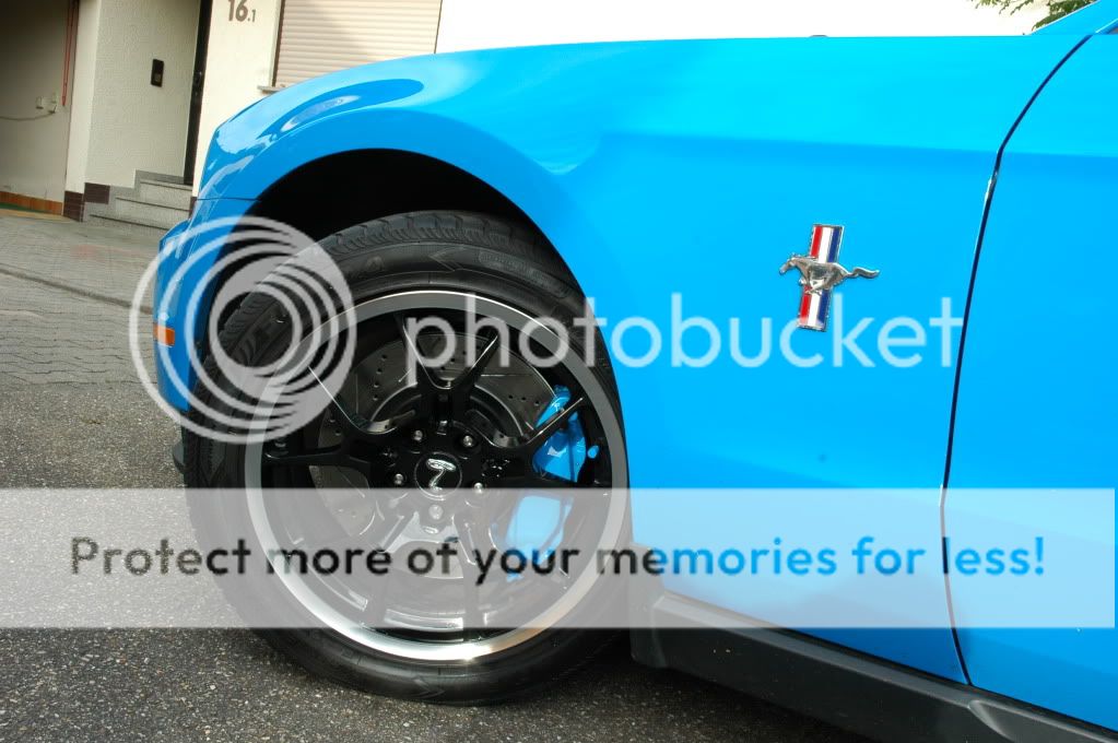 Brakes in blue........Grabber Blue Brembo calipers The Mustang Source